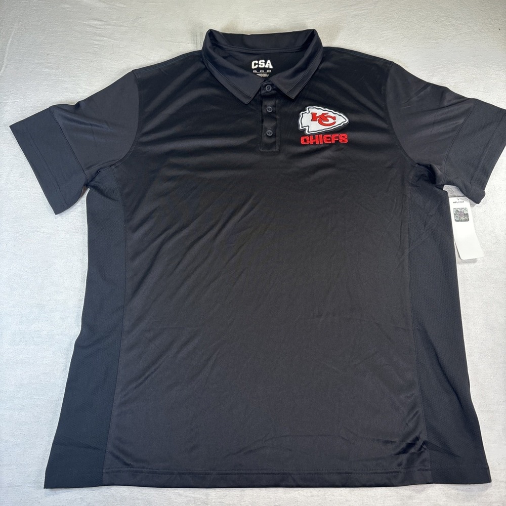 Kansas City Chiefs NFL CSA Dry Fit Shirt Men's 2XL Black Polo Football AFC West